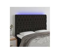 Vidaxl Tête De Lit À Led Noir 160x7x118/128 Cm Tissu Noir