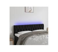 vidaXL Tête de lit à LED pour lit double Velours Noir 160x7x78/88 cm