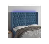 Vidaxl Tête De Lit À Led Bleu Foncé 163x16x118/128 Cm Velours Bleu