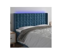 Vidaxl Tête De Lit À Led Bleu Foncé 163x16x118/128 Cm Velours Bleu
