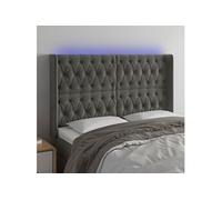 Hoofdbord LED 163x16x118/128 cm fluweel donkergrijs 3124439