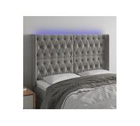 Vidaxl Tête De Lit À Led Gris Clair 163x16x118/128 Cm Velours Gris