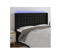 Vidaxl Tête De Lit À Led Noir 163x16x118/128 Cm Similicuir Noir