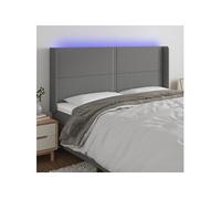 Vidaxl Tête De Lit À Led Gris Foncé 163x16x118/128 Cm Tissu Gris