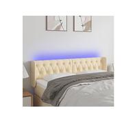vidaXL Tête de lit LED pour lit double en tissu crème 163x16x78/88 cm