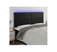 vidaXL Tête de lit à LED pour lit double Similicuir noir 180x5x118/128 cm