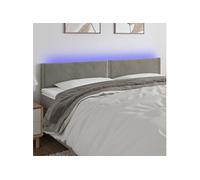 Tête de Lit à LED Meuble de Chambre à Coucher Accessoire de Lit Double Tête de Cadre de Lit Intérieur Gris Clair 180x5x78/88 cm Velours