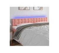 vidaXL Tête de Lit à LED Meuble de Chambre à Coucher Accessoire de Lit Double Tête de Cadre de Lit Intérieur Rose 180x5x78/88 cm Velours