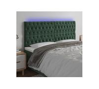 vidaXL Tête de lit LED velours – Vert foncé 180x7x118/128 cm – Double