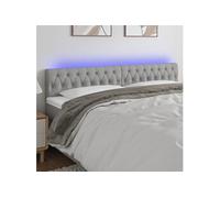 Tête de Lit à LED Meuble de Chambre à Coucher Accessoire de Lit Double Tête de Cadre de Lit Intérieur Gris Clair 180x7x78/88 cm Tissu