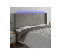 Hoofdbord LED 183x16x118/128 cm fluweel lichtgrijs3123828