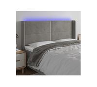 Vidaxl Tête De Lit À Led Gris Clair 183x16x118/128 Cm Velours Gris