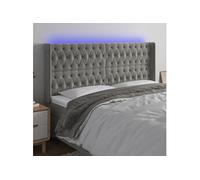 Vidaxl Tête De Lit À Led Gris Clair 183x16x118/128 Cm Velours Gris