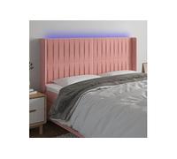 vidaXL Tête de lit à LED Rose 183x16x118/128 cm Velours