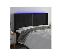 Tête de Lit à LED Meuble de Chambre à Coucher Accessoire de Lit Double Tête de Cadre de Lit Intérieur Noir 183x16x118/128 cm Velours