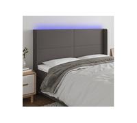 vidaXL Tête de Lit à LED Meuble de Chambre à Coucher Accessoire de Lit Double Tête de Cadre de Lit Intérieur Gris 183x16x118/128 cm Similicuir Gris