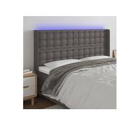 Hoofdbord LED 183x16x118/128 cm kunstleer grijs3124154