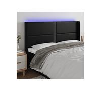 Vidaxl Tête De Lit À Led Noir 183x16x118/128 Cm Similicuir Noir