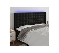 Vidaxl Tête De Lit À Led Noir 183x16x118/128 Cm Similicuir Noir