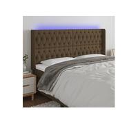 Vidaxl Tête De Lit À Led Marron Foncé 183x16x118/128 Cm Tissu Marron