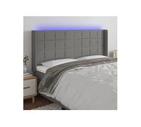 Tête de Lit à LED Meuble de Chambre à Coucher Accessoire de Lit Double Tête de Cadre de Lit Intérieur Gris Foncé 183x16x118/128 cm Tissu