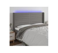 vidaXL Tête de lit à LED Gris foncé 183x16x118/128 cm Tissu