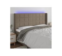 vidaXL Tête de Lit à LED Meuble de Chambre à Coucher Accessoire de Lit Double Tête de Cadre de Lit Intérieur Taupe 183x16x118/128 cm Tissu Taupe