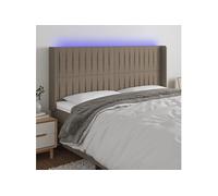 Tête de Lit à LED Meuble de Chambre à Coucher Accessoire de Lit Double Tête de Cadre de Lit Intérieur Taupe 183x16x118/128 cm Tissu 3124304