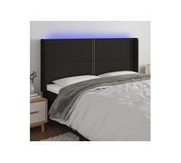 Vidaxl Tête De Lit À Led Noir 183x16x118/128 Cm Tissu Noir
