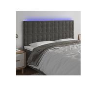 vidaXL Tête de Lit à LED Meuble de Chambre à Coucher Accessoire de Lit Double Tête de Cadre de Lit Intérieur Gris Foncé 200x5x118/128 cm Velours