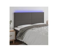 vidaXL Tête de lit à LED Similicuir Gris 200x5x118/128 cm pour lit double