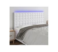 vidaXL Tête de lit à LED Similicuir Blanc 200x5x118/128 cm