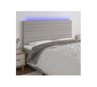 vidaXL Tête de Lit à LED Meuble de Chambre à Coucher Accessoire de Lit Double Tête de Cadre de Lit Intérieur Gris Clair 200x5x118/128 cm Tissu Gris clair