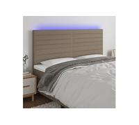 Tête de Lit à LED Meuble de Chambre à Coucher Accessoire de Lit Double Tête de Cadre de Lit Intérieur Taupe 200x5x118/128 cm Tissu