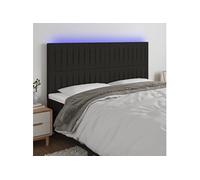 Vidaxl Tête De Lit À Led Noir 200x5x118/128 Cm Tissu Noir