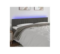 Vidaxl Tête De Lit À Led Gris Foncé 200x5x78/88 Cm Velours Gris