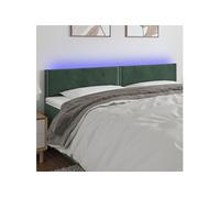 Vidaxl Tête De Lit À Led Vert Foncé 200x5x78/88 Cm Velours Vert