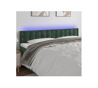 vidaXL Tête de Lit à LED Meuble de Chambre à Coucher Accessoire de Lit Double Tête de Cadre de Lit Intérieur Vert Foncé 200x5x78/88 cm Velours