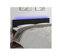 vidaXL Tête de lit à LED pour lit double Velours Noir 200x5x78/88 cm