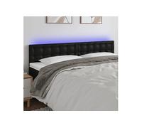 vidaXL Tête de Lit à LED Meuble de Chambre à Coucher Accessoire de Lit Double Tête de Cadre de Lit Intérieur Noir 200x5x78/88 cm Similicuir