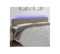 Tête de Lit à LED Meuble de Chambre à Coucher Accessoire de Lit Double Tête de Cadre de Lit Intérieur Taupe 200x5x78/88 cm Tissu