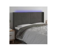 vidaXL Tête de lit à LED Gris foncé 203x16x118/128 cm Velours