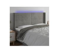 Hoofdbord LED 203x16x118/128 cm fluweel lichtgrijs3124254