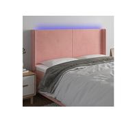 vidaXL Tête de lit à LED Rose 203x16x118/128 cm Velours