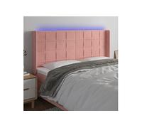 vidaXL Tête de lit LED rose 203x16x118/128 cm velours