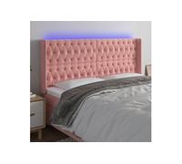 vidaXL Tête de lit à LED Rose 203x16x118/128 cm Velours