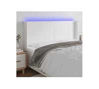 vidaXL Hoofdbord LED 203x16x118/128 cm kunstleer wit3123877 Blanc G