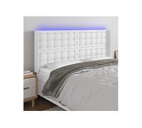 vidaXL Tête de lit à LED Blanc 203x16x118/128 cm Similicuir