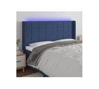 Hoofdbord LED 203x16x118/128 cm stof blauw3124076