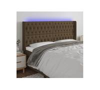 Hoofdbord LED 203x16x118/128 cm stof donkerbruin3124409